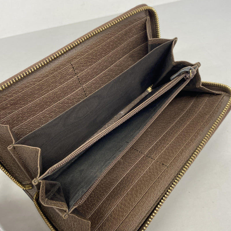 【6he5331-k】グッチ 長財布 オフィディア 523154 PVC ブラウン ゴールド金具【中古】レディース