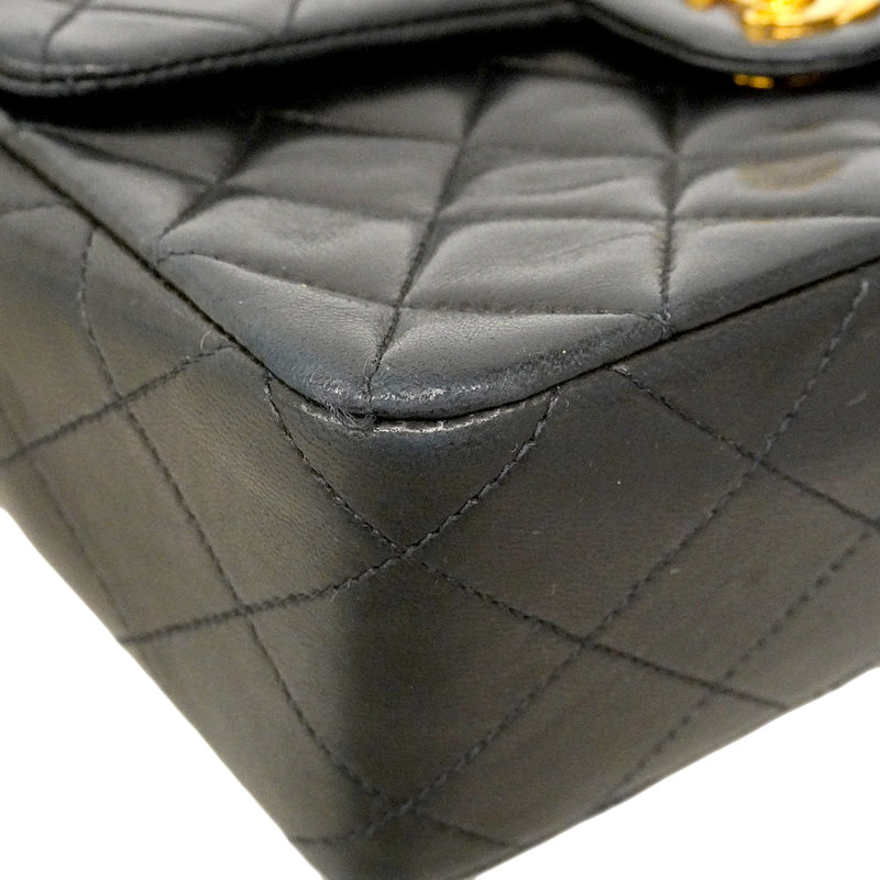 【6he5337】シャネル ショルダーバッグ マトラッセ チェーンショルダー ラムスキン ブラック ゴールド金具【中古】レディース