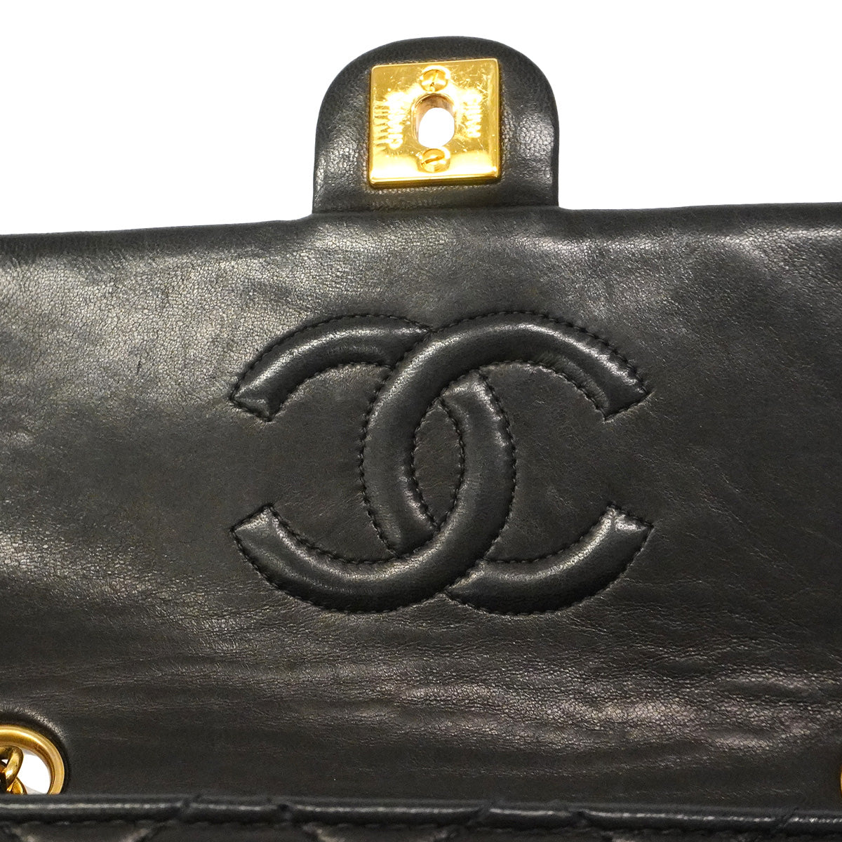 【6he5337】シャネル ショルダーバッグ マトラッセ チェーンショルダー ラムスキン ブラック ゴールド金具【中古】レディース