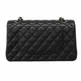 【6he5343】シャネル ショルダーバッグ マトラッセ Wフラップ Wチェーン キャビアスキン ブラック シルバー金具【中古】レディース