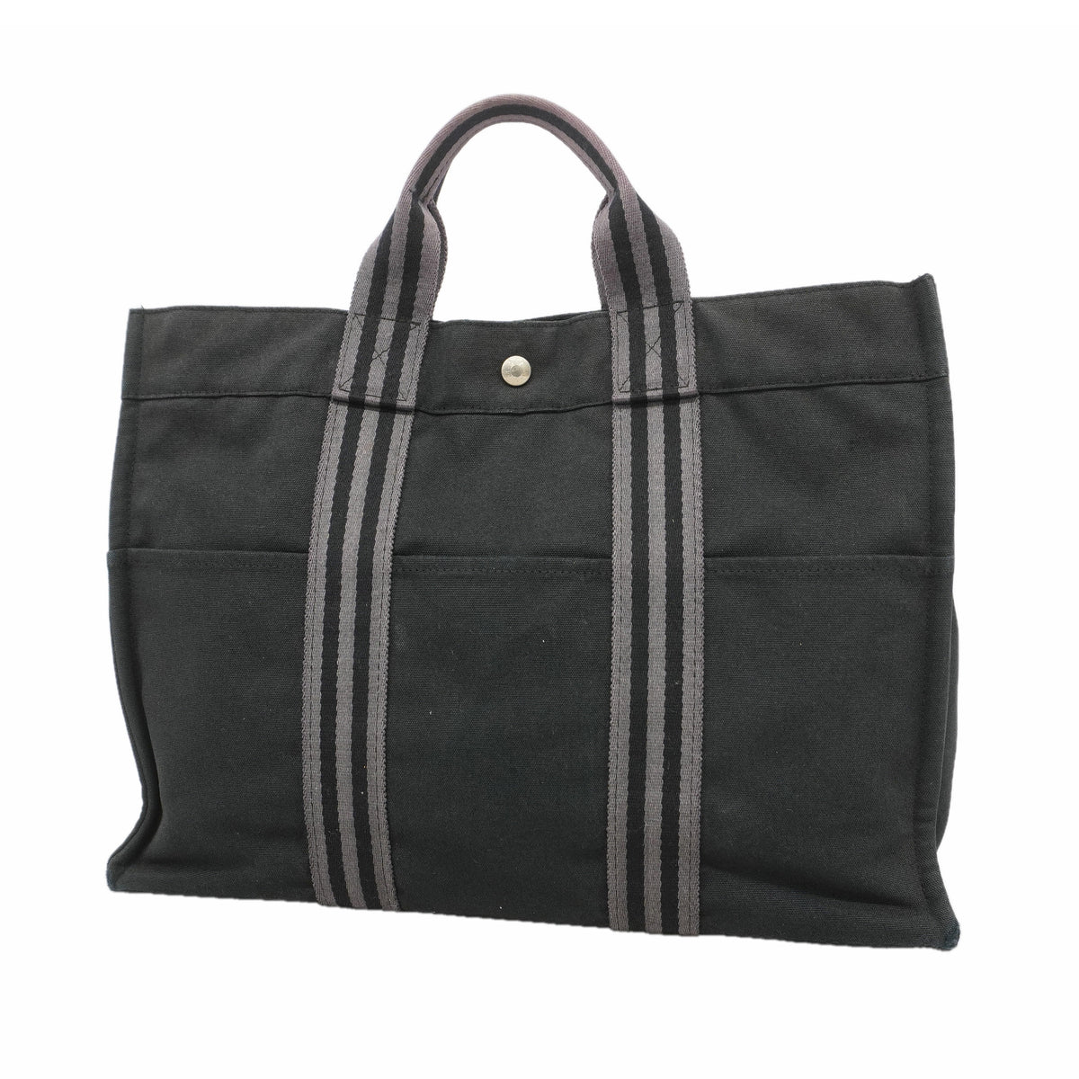 【6he5347】エルメス トートバッグ フールトゥMM キャンバス ブラック シルバー金具【中古】レディース