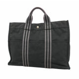 【6he5347】エルメス トートバッグ フールトゥMM キャンバス ブラック シルバー金具【中古】レディース