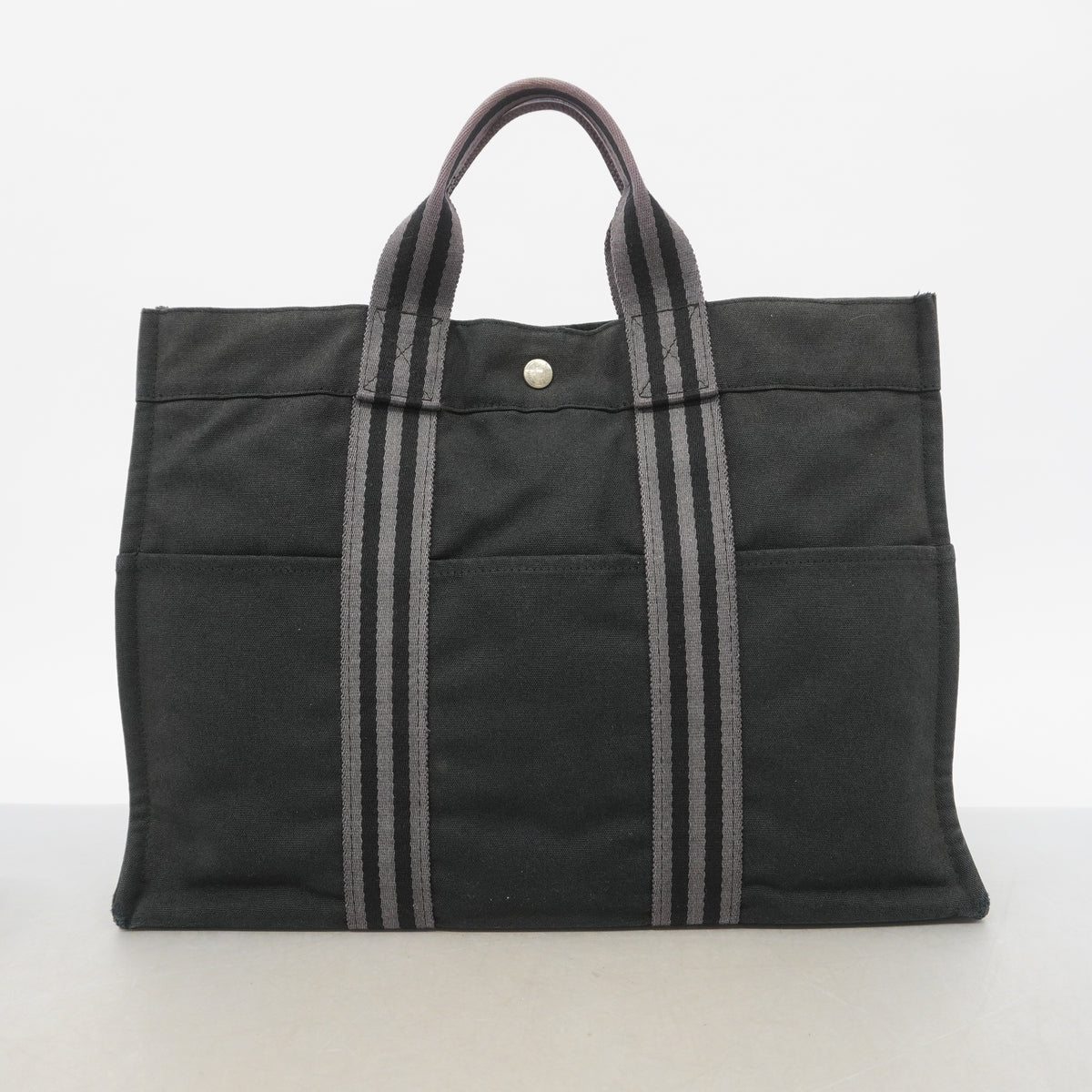 【6he5347】エルメス トートバッグ フールトゥMM キャンバス ブラック シルバー金具【中古】レディース