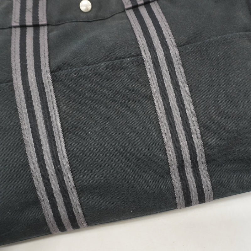 【6he5347】エルメス トートバッグ フールトゥMM キャンバス ブラック シルバー金具【中古】レディース