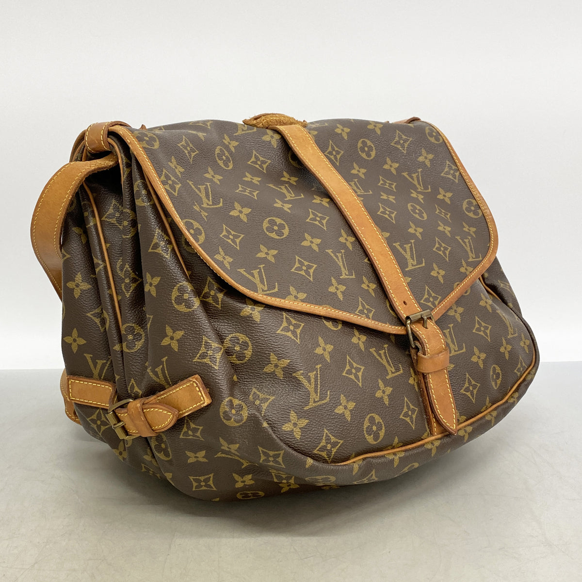 【6he5355】ルイヴィトン ショルダーバッグ モノグラム ソミュール35 M42254 ブラウン【中古】レディース