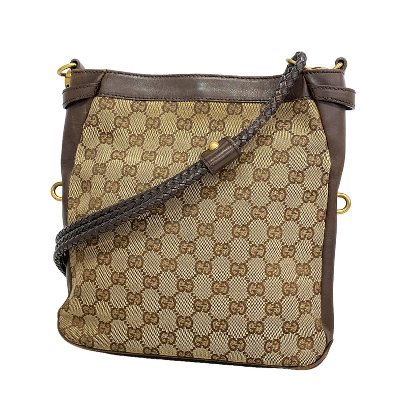 【6he5364】グッチ ショルダーバッグ GGキャンバス 109106 キャンバス ブラウン ゴールド金具【中古】レディース