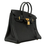 【6he5365-g】エルメス ハンドバッグ バーキン25 トゴ ブラック ゴールド金具 G刻印【中古】レディース
