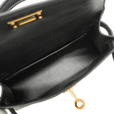 【6he5366-g】エルメス ハンドバッグ ミニケリー2 ヴォーエプソン ブラック ゴールド金具 K刻印 2wayバッグ【中古】レディース