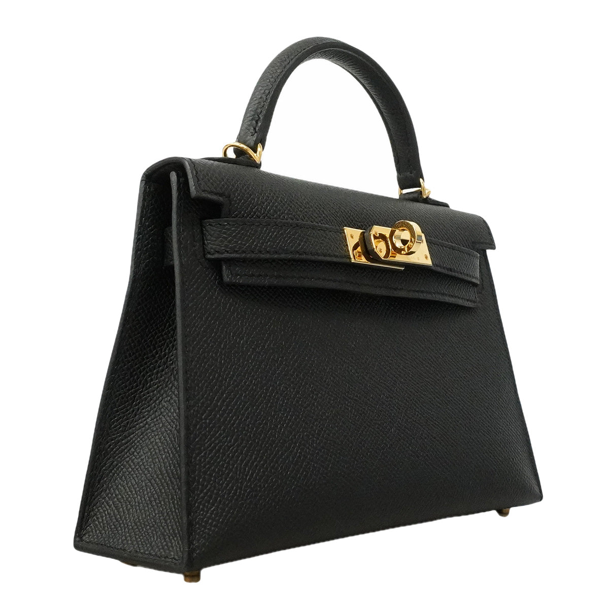 【6he5366-g】エルメス ハンドバッグ ミニケリー2 ヴォーエプソン ブラック ゴールド金具 K刻印 2wayバッグ【中古】レディース