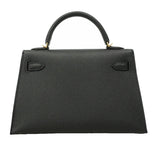【6he5366-g】エルメス ハンドバッグ ミニケリー2 ヴォーエプソン ブラック ゴールド金具 K刻印 2wayバッグ【中古】レディース