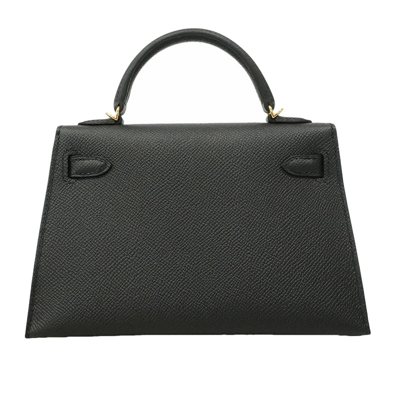 【6he5366-g】エルメス ハンドバッグ ミニケリー2 ヴォーエプソン ブラック ゴールド金具 K刻印 2wayバッグ【中古】レディース