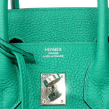【6he5367-g】エルメス ハンドバッグ バーキン25 トゴ ヴェールヴェローヌ シルバー金具 G刻印【中古】レディース