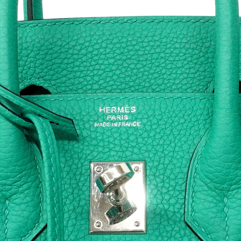 【6he5367-g】エルメス ハンドバッグ バーキン25 トゴ ヴェールヴェローヌ シルバー金具 G刻印【中古】レディース