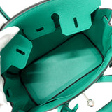 【6he5367-g】エルメス ハンドバッグ バーキン25 トゴ ヴェールヴェローヌ シルバー金具 G刻印【中古】レディース