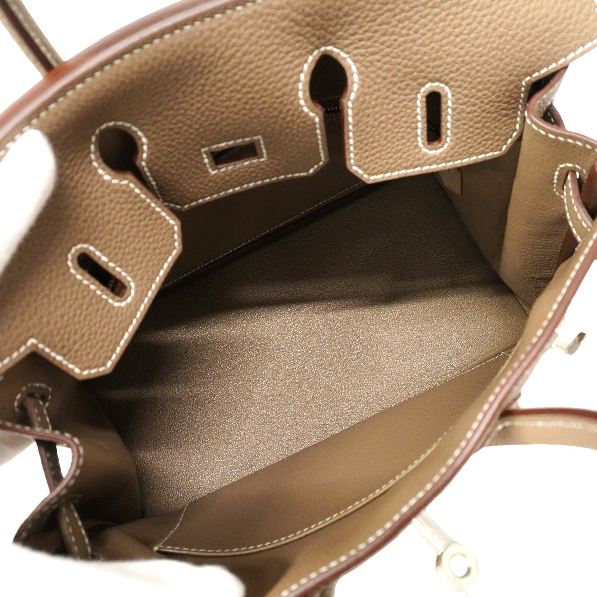 【6he5369-g】エルメス ハンドバッグ バーキン25 トゴ エトゥープ シルバー金具 W刻印【中古】レディース