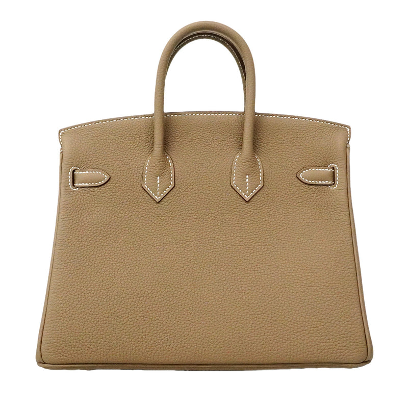 【6he5369-g】エルメス ハンドバッグ バーキン25 トゴ エトゥープ シルバー金具 W刻印【中古】レディース
