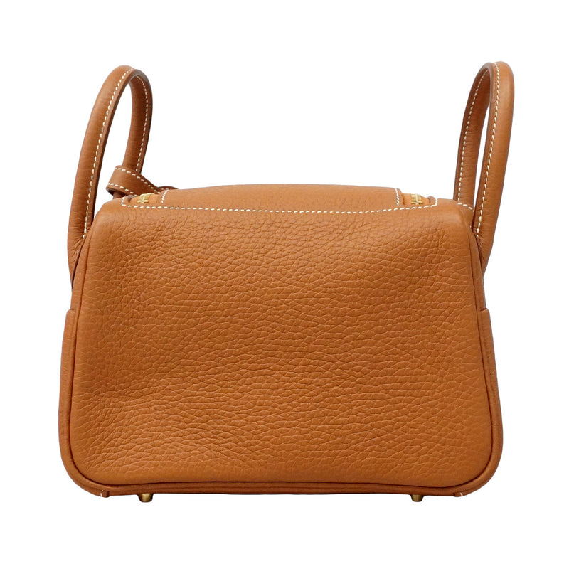 【6he5371】エルメス ハンドバッグ リンディミニ トリヨンクレマンス ゴールド ゴールド金具 G刻印 2wayバッグ【中古】レディース