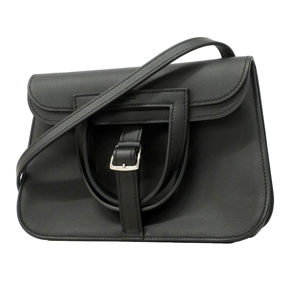 【6he5373】エルメス ハンドバッグ アルザンミニ スイフト ブラック シルバー金具 W刻印 2wayバッグ【中古】レディース