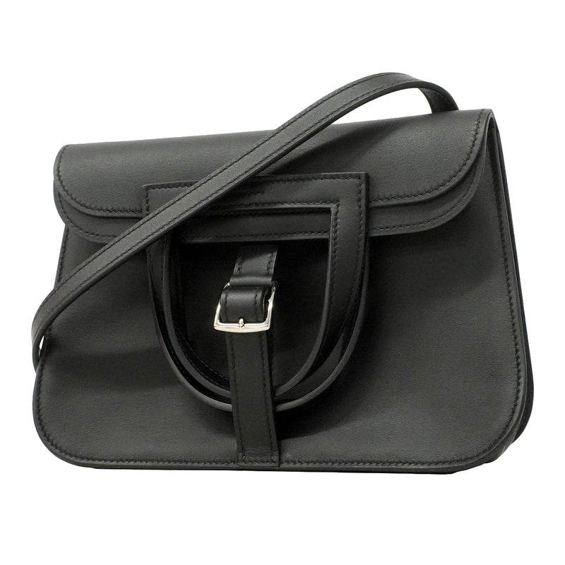 【6he5373】エルメス ハンドバッグ アルザンミニ スイフト ブラック シルバー金具 W刻印 2wayバッグ【中古】レディース