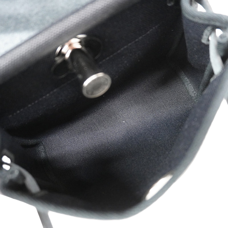【6he5379】エルメス ショルダーバッグ エールバッグジップミニ トワルミリタリー ブラック シルバー金具 G刻印【中古】レディース