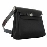 【6he5379】エルメス ショルダーバッグ エールバッグジップミニ トワルミリタリー ブラック シルバー金具 G刻印【中古】レディース