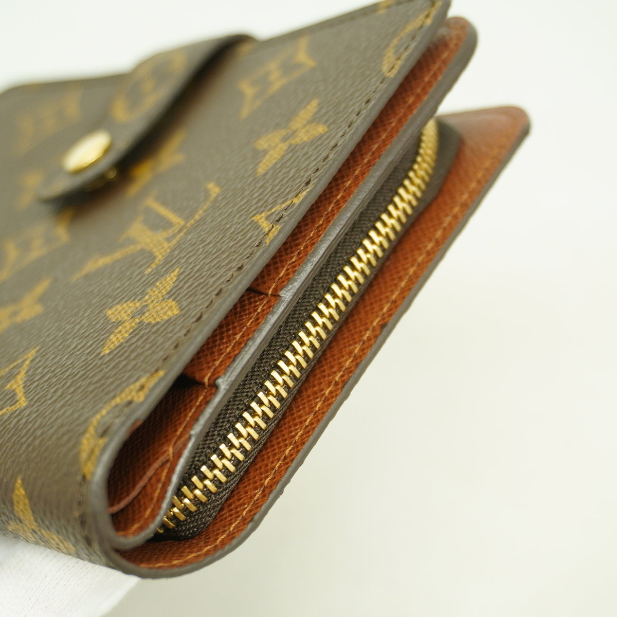 【6he5387】ルイヴィトン 財布 モノグラム ポルトパピエジップ M61207 ブラウン【中古】レディース
