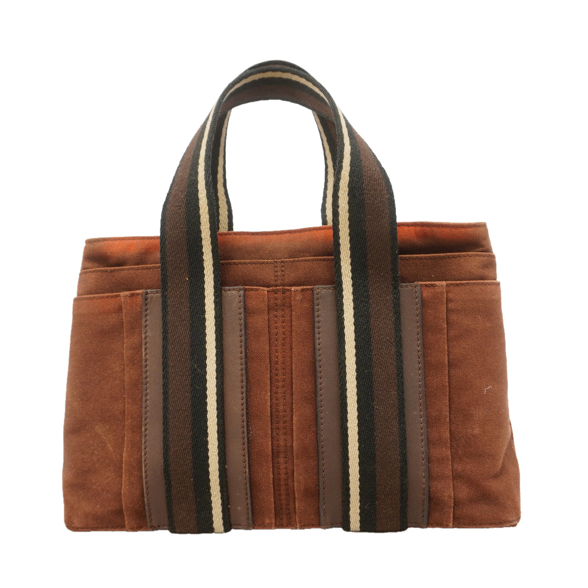 【6he5400】エルメス トートバッグ トロカホリゾンタルPM キャンバス ブラウン シルバー金具【中古】メンズ レディース ユニセックス