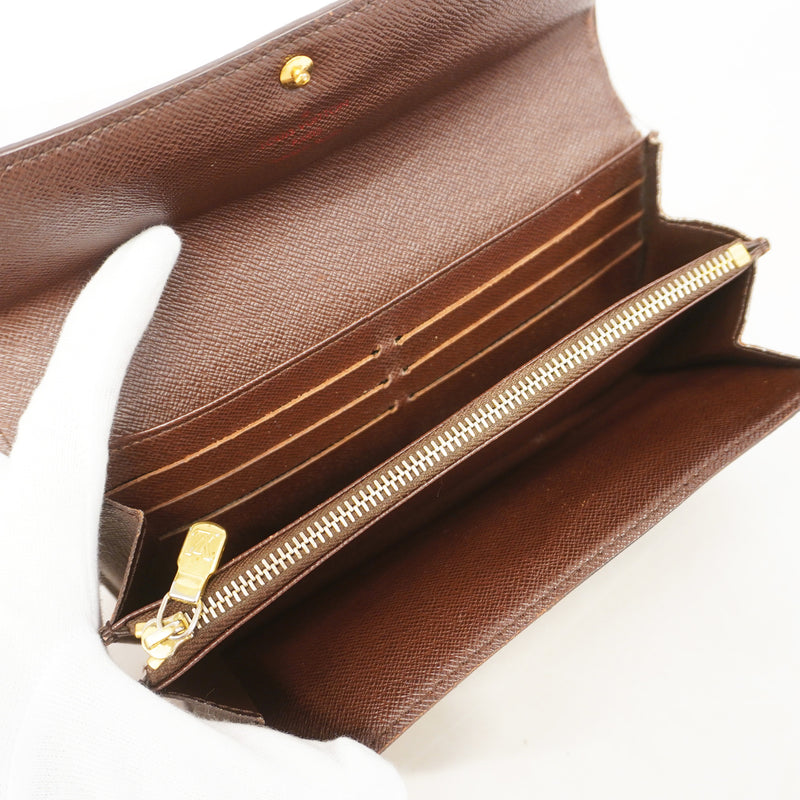 【6he5406】ルイヴィトン 長財布 ダミエ ポルトフォイユサラ N61734 エベヌ【中古】レディース