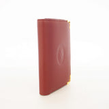 【6he5409】カルティエ 三つ折り財布 マスト レザー ボルドー ゴールド金具【中古】レディース