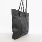 【6he5420】シャネル チェーントート チェーンショルダー レザー ブラック シルバー金具【中古】レディース