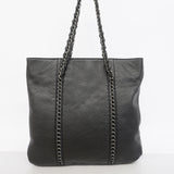 【6he5420】シャネル チェーントート チェーンショルダー レザー ブラック シルバー金具【中古】レディース