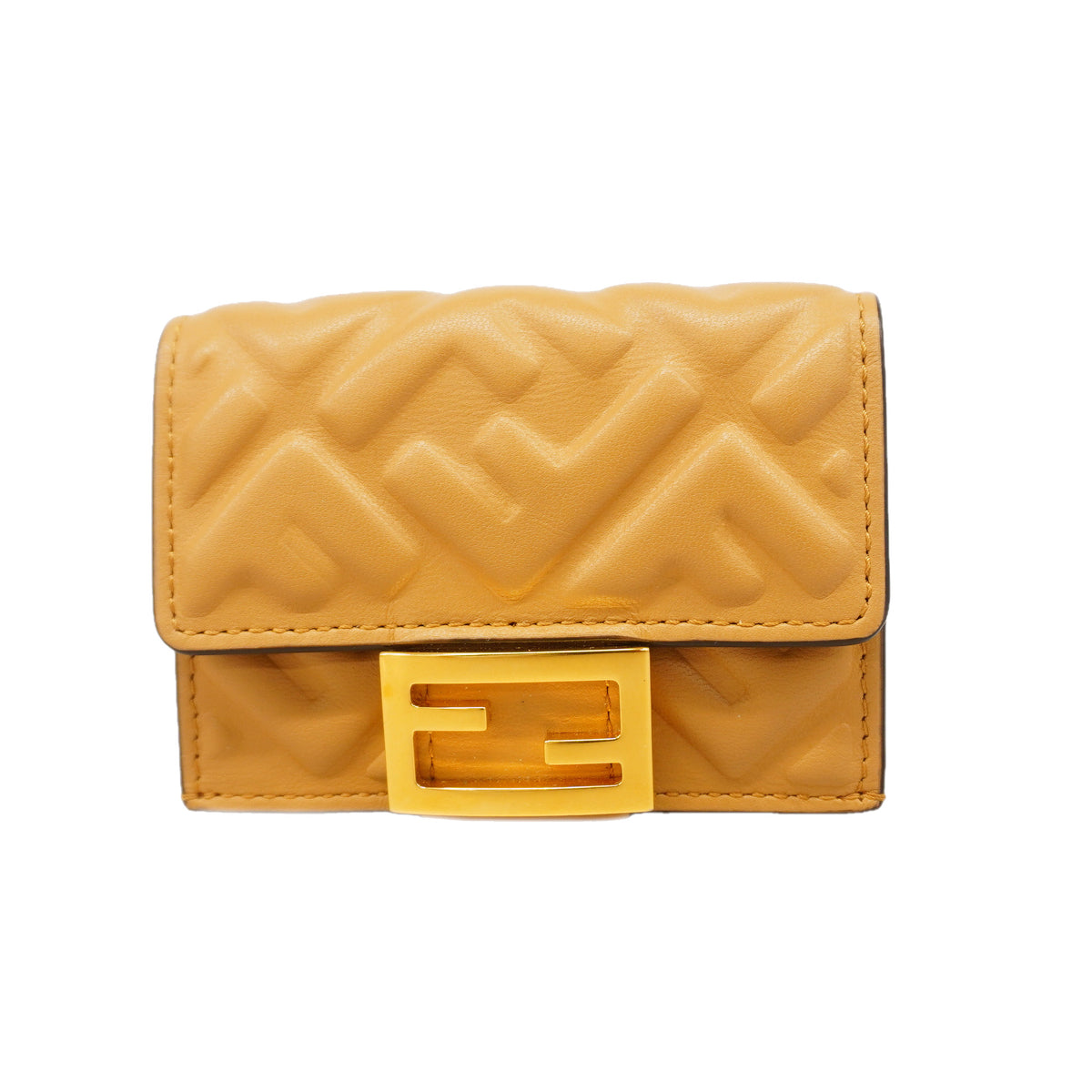 【6he5429】フェンディ 三つ折り財布 レザー ブラウン ゴールド金具【中古】レディース