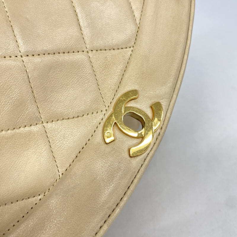 【6he5445】シャネル ショルダーバッグ ダイアナ チェーンショルダー ラムスキン ベージュ ゴールド金具【中古】レディース