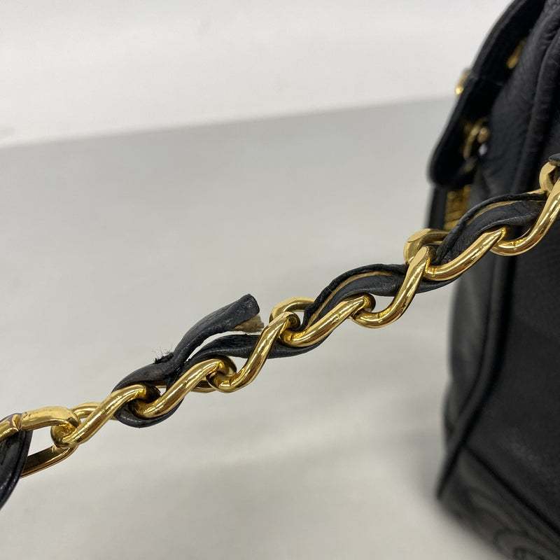 【6he5446】シャネル ショルダーバッグ トリプルココ キャビアスキン ブラック ゴールド金具【中古】レディース