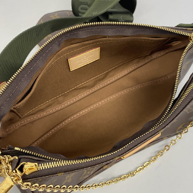 【6he5452】ルイヴィトン ショルダーバッグ モノグラム ミュルティポシェットアクセソワール M44813 ブラウン カーキ【中古】レディース