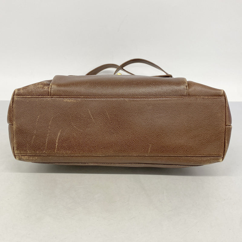 【6he5465】シャネル トートバッグ キャビアスキン ブラウン ゴールド金具【中古】レディース