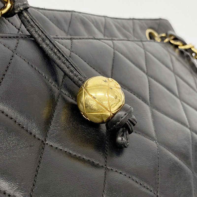 【6he5478】シャネル チェーントート マトラッセ ラムスキン ブラック ゴールド金具【中古】レディース