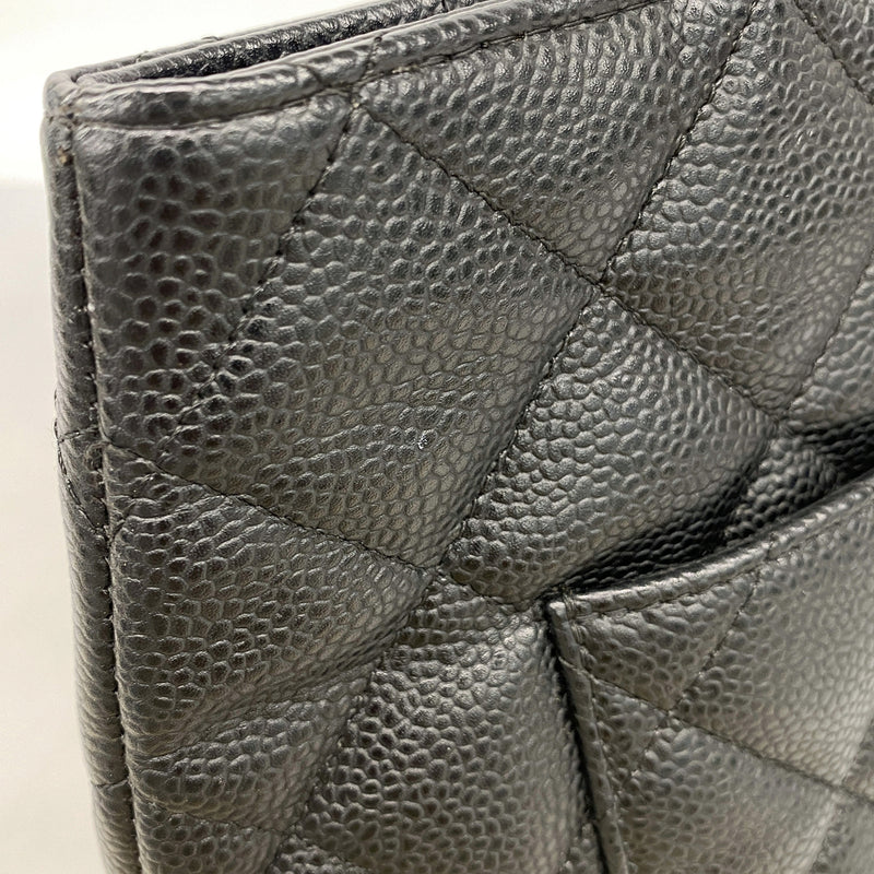 【6he5479】シャネル トートバッグ 復刻トート キャビアスキン ブラック ゴールド金具【中古】レディース