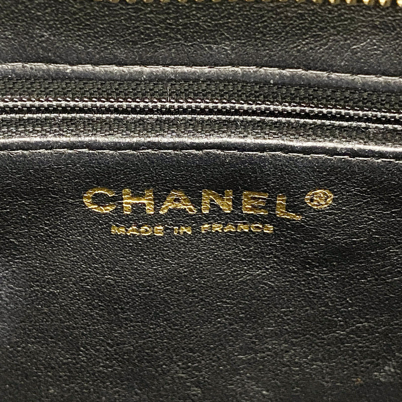 【6he5479】シャネル トートバッグ 復刻トート キャビアスキン ブラック ゴールド金具【中古】レディース