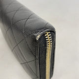 【6he5481】シャネル 長財布 マトラッセ キャビアスキン ブラック ゴールド金具【中古】レディース