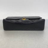 【6he5487】シャネル ショルダーバッグ マトラッセ Wフラップ Wチェーン ラムスキン ブラック ゴールド金具【中古】レディース