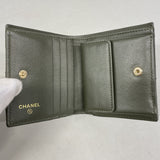 【6he5488】シャネル 財布 マトラッセ キャビアスキン カーキ ゴールド金具【中古】レディース