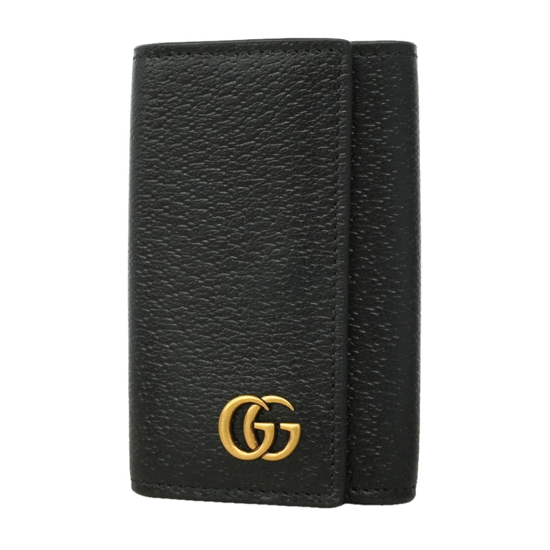 【6he5508】グッチ キーケース GGマーモント 435305 レザー ブラック ゴールド金具【中古】メンズ レディース ユニセックス