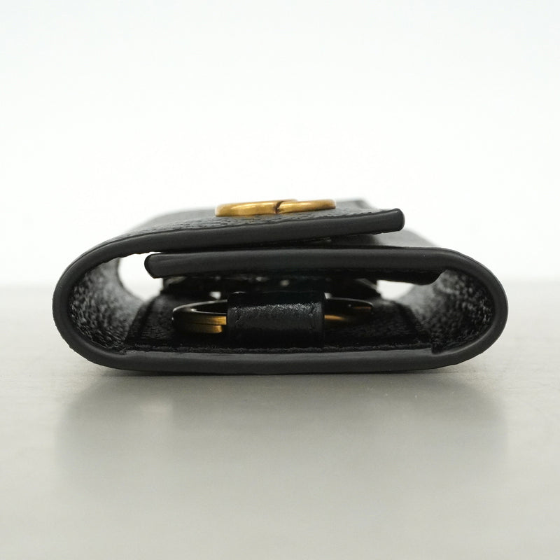 【6he5508】グッチ キーケース GGマーモント 435305 レザー ブラック ゴールド金具【中古】メンズ レディース ユニセックス