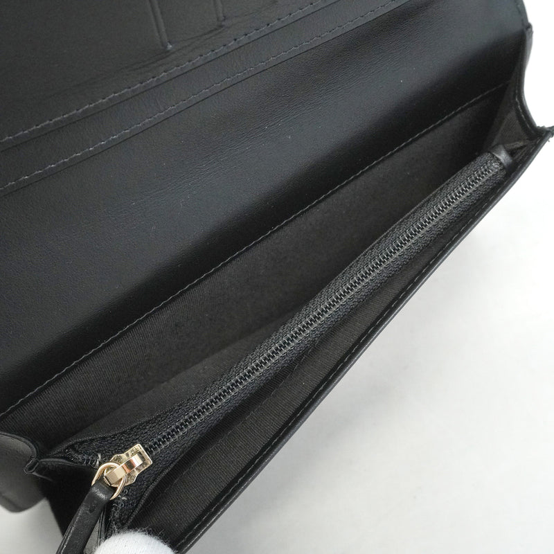 【6he5509】シャネル 長財布 ボーイシャネル キャビアスキン ブラック ゴールド金具【中古】レディース
