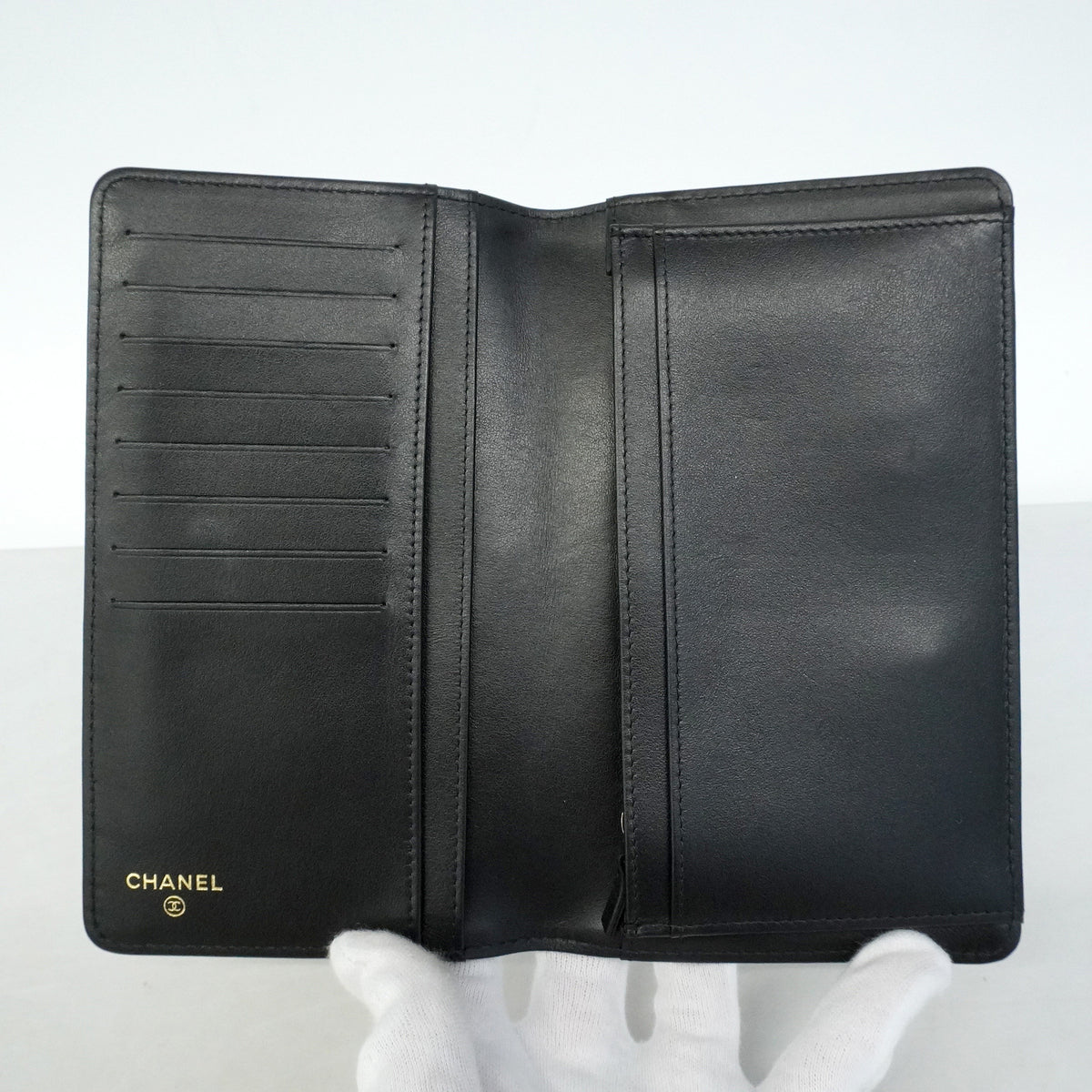 【6he5509】シャネル 長財布 ボーイシャネル キャビアスキン ブラック ゴールド金具【中古】レディース