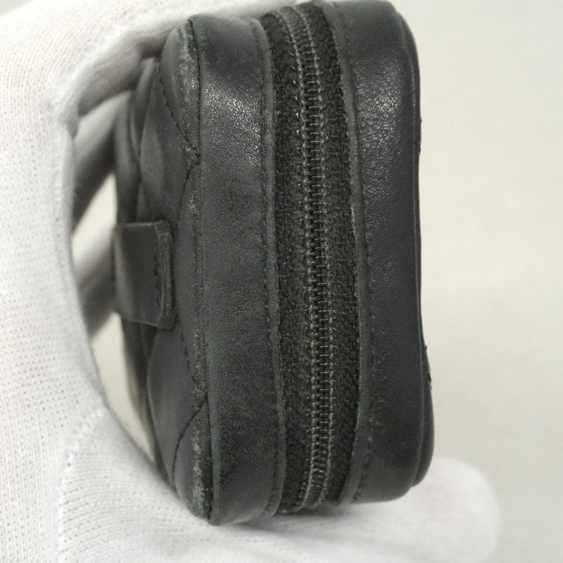 【6he5510】シャネル シガレットケース カンボン ラムスキン ブラック ホワイト シルバー金具【中古】レディース