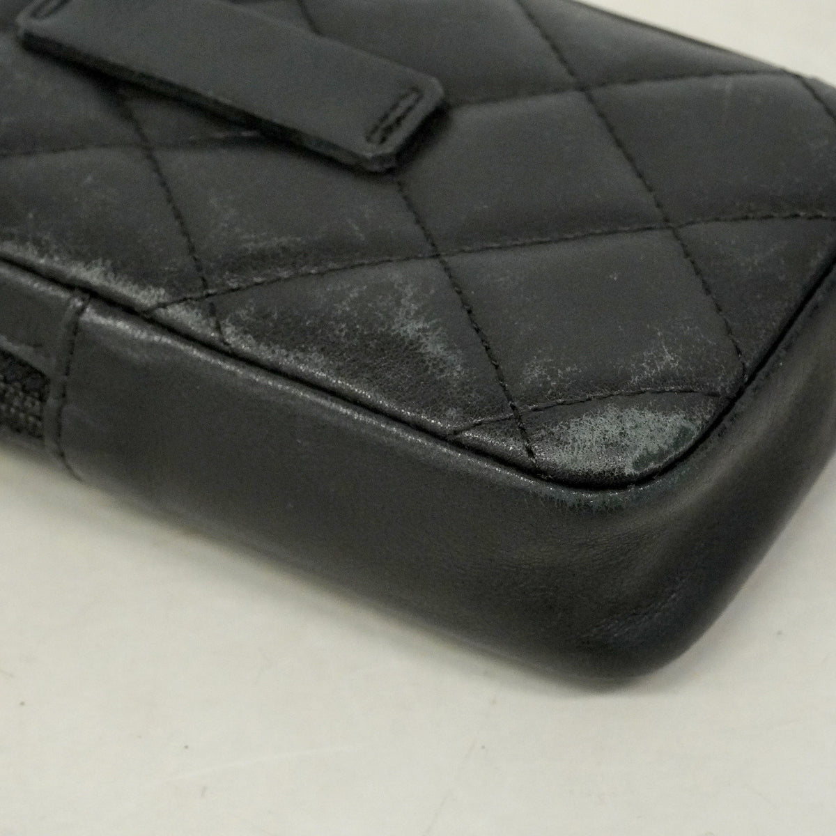 【6he5510】シャネル シガレットケース カンボン ラムスキン ブラック ホワイト シルバー金具【中古】レディース