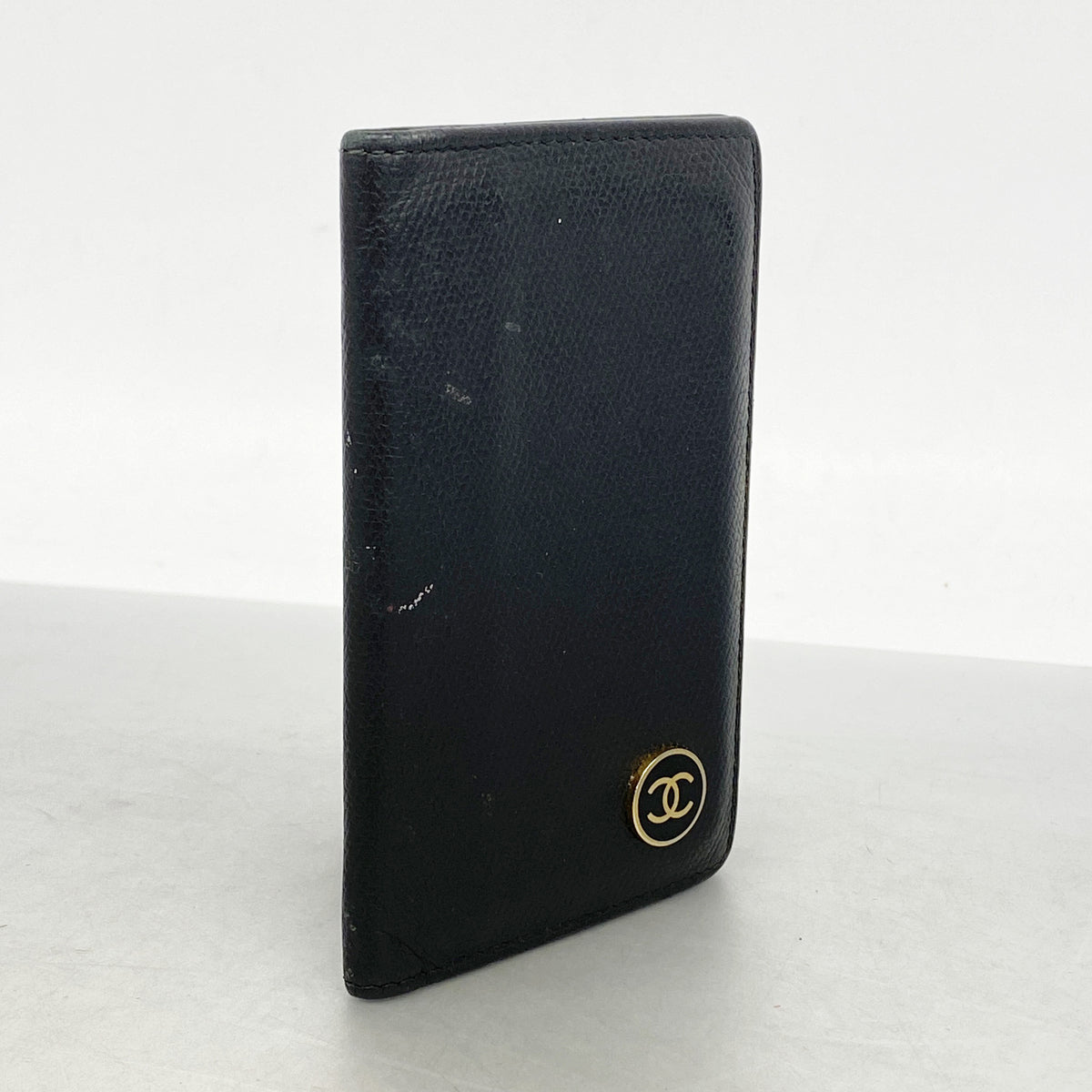 【6he5526】シャネル カードケース ココボタン レザー ブラック ゴールド金具【中古】レディース