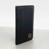 【6he5526】シャネル カードケース ココボタン レザー ブラック ゴールド金具【中古】レディース